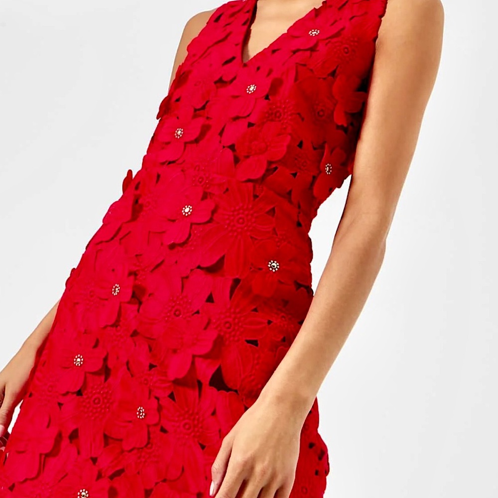 MICHAEL Michael Kors Red 3D Floral Appliqué Dress